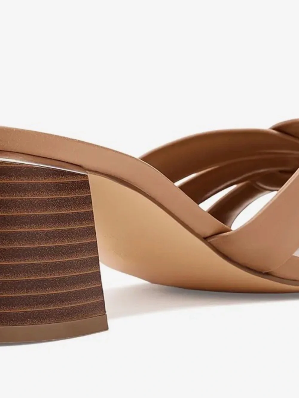 Calvin Klein Vellina Tan Leather Knot Strap Slide Mules 9.5